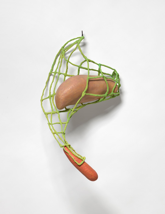 Redress, 2025, rigid foam, cloth, wire, acrylic, 30 x 18 x 15